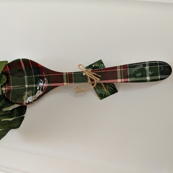 Tommy Bahama Melamine 2 Pc Spoon Fork Set Tartan Red Green - Picture 5 of 5